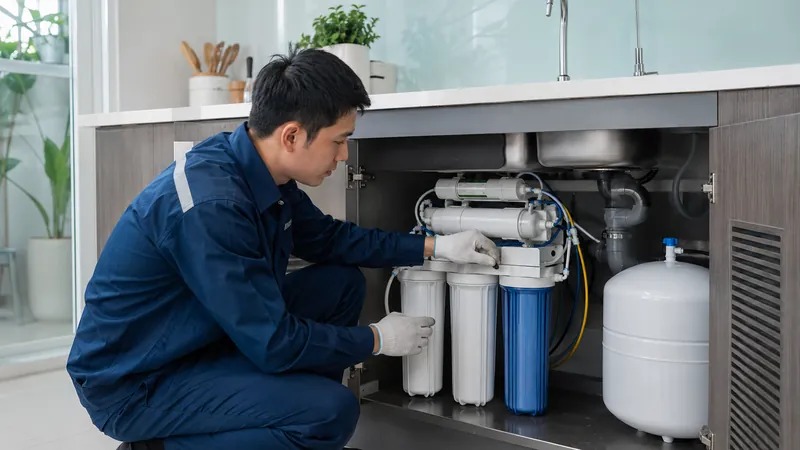 Kiểm tra bảo dưỡng máy lọc nước để gầm dưới bếp