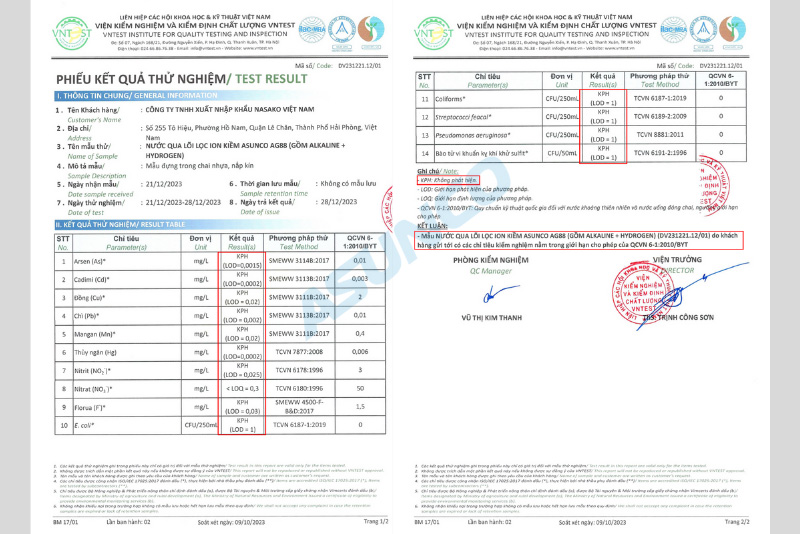 Chứng nhận an toàn của lõi tạo nước ion kiềm