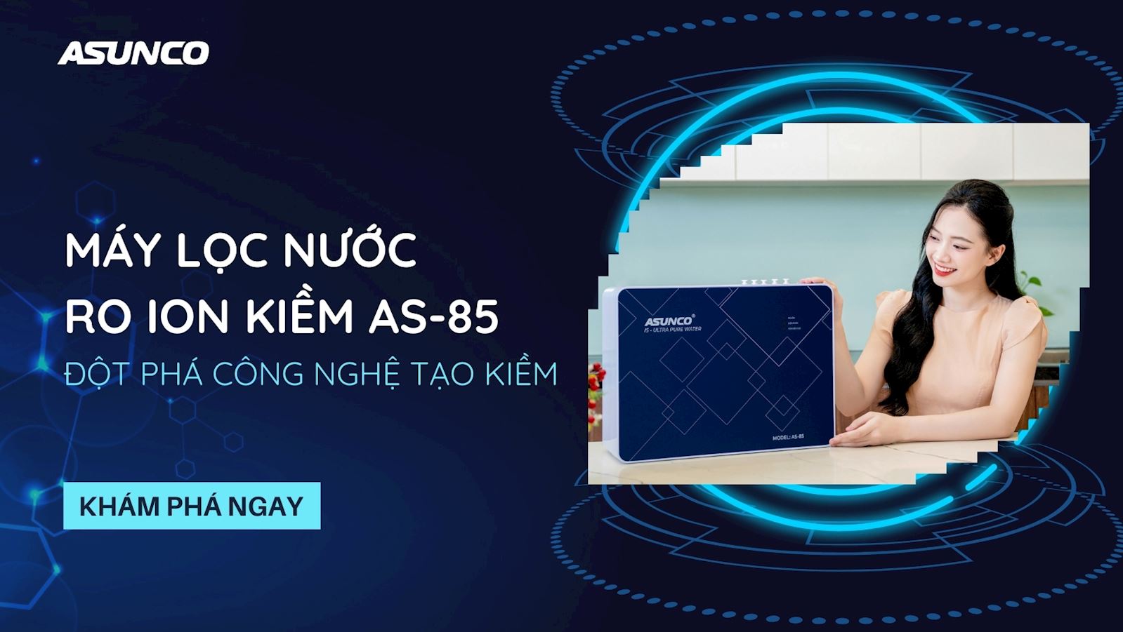 Máy lọc nước RO ion kiềm Asunco AS-85 đột phá công nghệ tạo kiềm