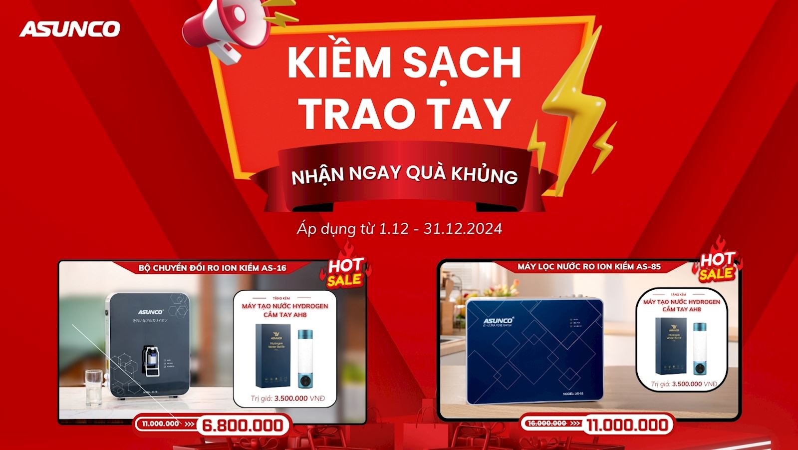 KIỀM SẠCH TRAO TAY - NHẬN NGAY QUÀ KHỦNG VỚI ASUNCO