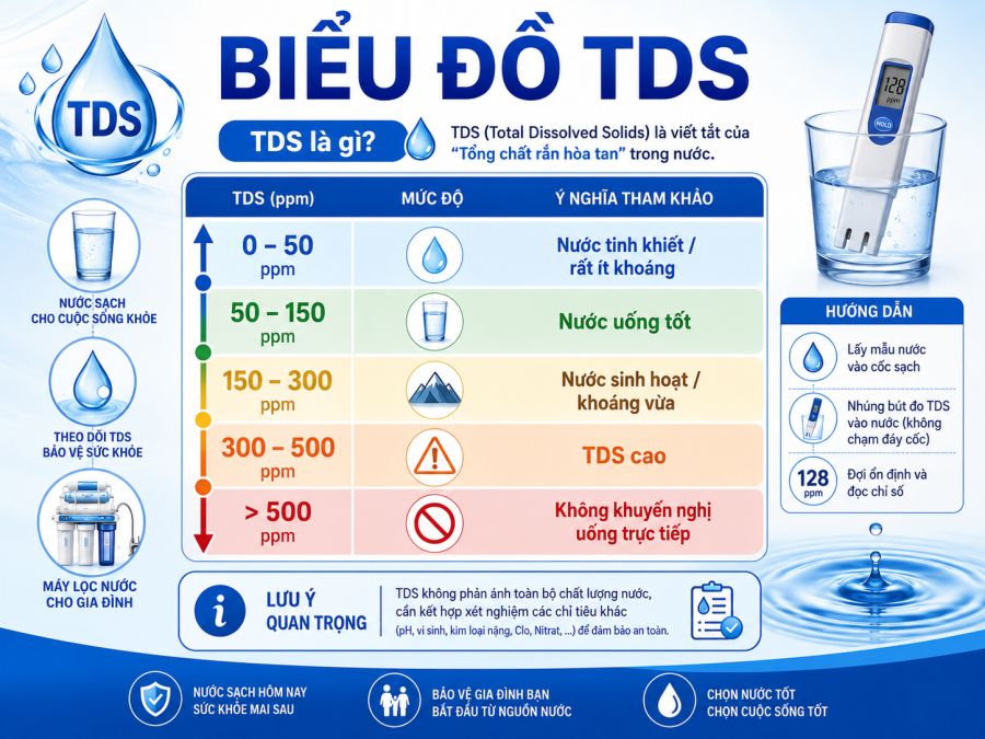 TDS là gì? Chỉ số TDS bao nhiêu là phù hợp khi dùng nước RO?